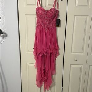 La Femme Pink Strapless Prom Dress